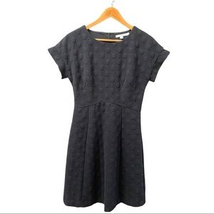 Boden Textured Polka Dot Fit & Flare Short Sleeve Black Mini Dress Size 6 Long